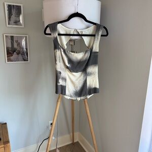 Reformation Ivory and Charcoal Cowl-Back Satin Camisole